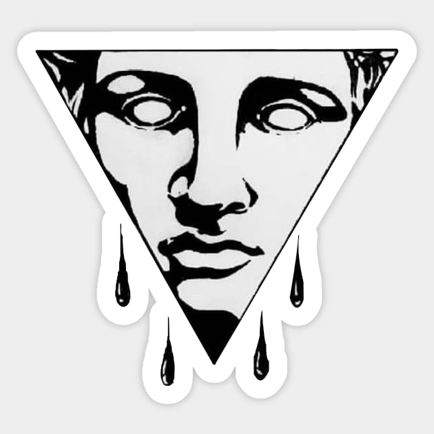 A sad angel in an inverted triangle Sticker by euror-design